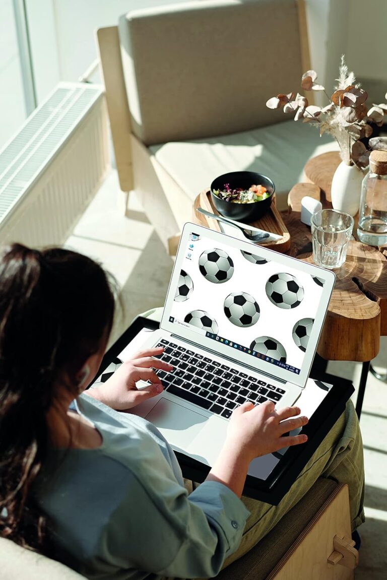 PREMZO Lap Tray Football Soccer with Soft Cushion Bean Bag Lap Tray Portable Lightweight Home Laptop TV Dinner Drinks Food Breakfast Football Soccer Lover