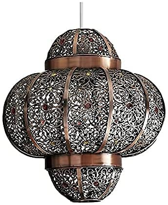 HOMION Chandelier Style Ceiling Light Shade Droplet Pendant Acrylic Crystal Bead Easy Fit (Lantern Bronze)