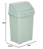 HOMION Plastic swing bin waste rubbish flip top lid recycling Containers dustbin (midnight, 50l swing bin) (SOFT CREAM)