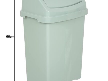 HOMION Plastic swing bin waste rubbish flip top lid recycling Containers dustbin (midnight, 50l swing bin) (SOFT CREAM)