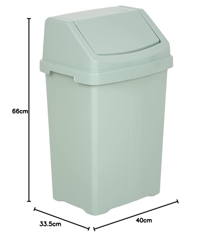 HOMION Plastic swing bin waste rubbish flip top lid recycling Containers dustbin (midnight, 50l swing bin) (SOFT CREAM)