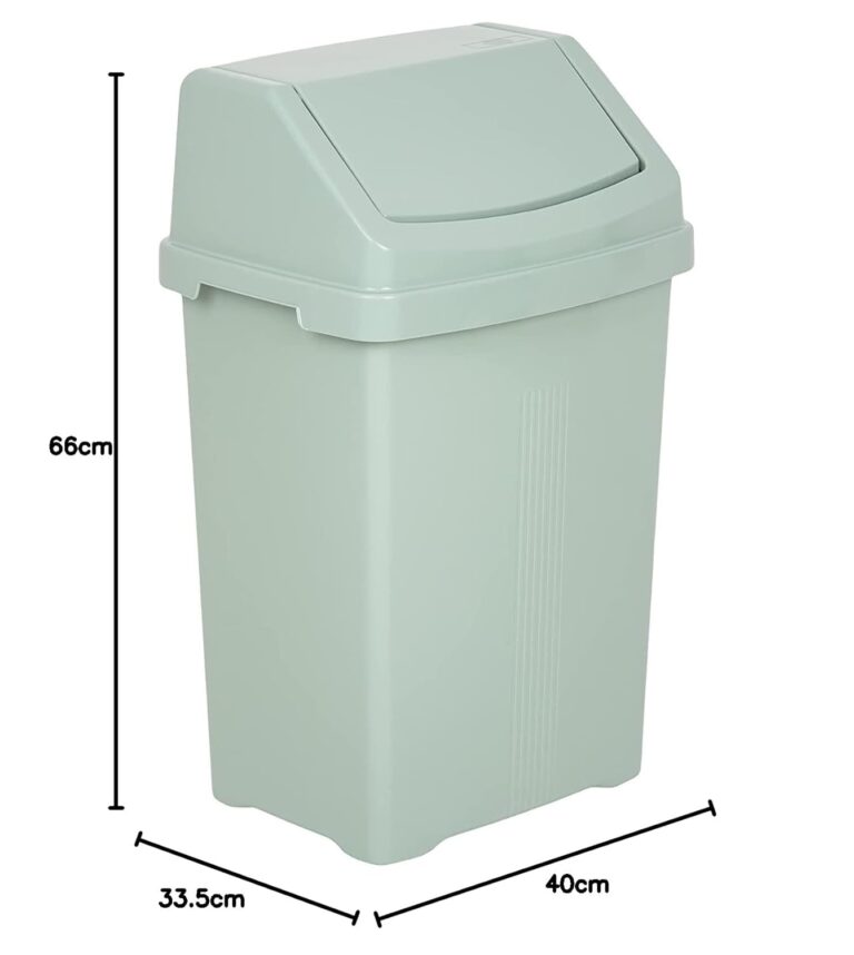 HOMION Plastic swing bin waste rubbish flip top lid recycling Containers dustbin (midnight, 50l swing bin) (SOFT CREAM)