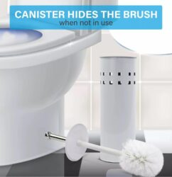 Toilet Brush & Holder Metal Toilet Brush Attached Lid Toilet Cleaner BrushFree Standing Loo Reflective Brush with Bristles