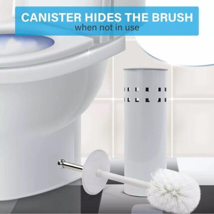 Toilet Brush & Holder Metal Toilet Brush Attached Lid Toilet Cleaner BrushFree Standing Loo Reflective Brush with Bristles