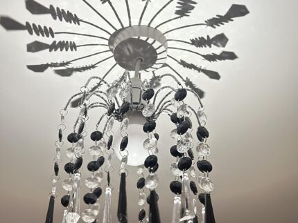 HOMION Chandelier Style Ceiling Light Shade Droplet Pendant Acrylic Crystal Bead Luxury Light Shade Compact Caravan Ceiling Pendant Teardrop Lamp Shade for Living Room Kitchen