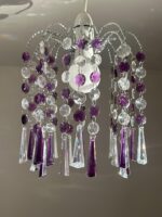 Chandelier Style Ceiling Light Shade Droplet Pendant Acrylic Crystal Bead Luxury (Ely Pendant Purple) [Energy Class A]