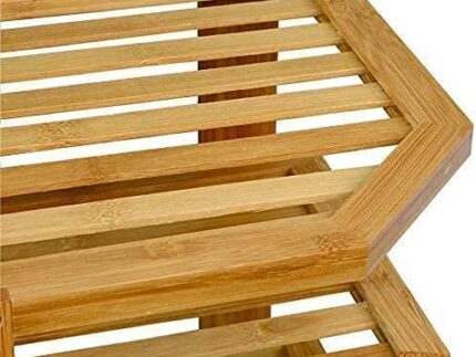 HOMION Plate rack 3 Tier Corner Shelf Unit Cupboard Organizer Shelf Storage Space Saver Unit Tidy Free Standing Bathroom Desktop Space Saving Idea Caravan Camping Multi Tier Plates Organizer